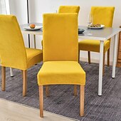 economico Fodera per sedia da pranzo-fodera per sedia da pranzo elasticizzata fodera per sedia verde fodera in velluto elastico per cene da pranzo matrimonio in hotel morbido lavabile