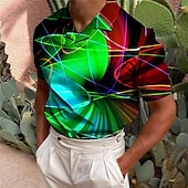 voordelige Heren Geometrisch Polo-Voor heren Abstract Lineair POLO Shirt Golfshirt Korte mouw Overhemd Strijkijzer Casual Dagelijks 3D-afdrukken Blozend Roze blauw Groen Grijs Afdrukken Kleding Modieus Ontwerper Casual Ademend
