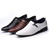 お買い得  メンズ・スリッポン＆ローファー-男性用 ローファー＆スリップアドオン モンクシューズ プラスサイズ レザーローファー ウォーキング ビジネス 日常 オフィス＆キャリア ＰＵレザー 高通気性 滑り止め 証明書を着用する ローファー ブラック ホワイト 褐色 カラーブロック 春 秋