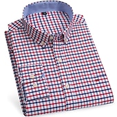 voordelige oxford-overhemden voor heren-Voor heren Overhemd Button-down overhemd Shirt met kraag Oxford overhemd Schotse ruit Bruiloft Casual A B F G Lange mouw Alle seizoenen Kleding