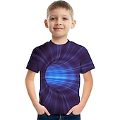 cheap Boy&#039;s 3D Vision &amp; Geometry-Boys 3D Graphic Color Block Optical Illusion T shirt Tee Short Sleeve 3D Print Summer Sports Streetwear Basic Kids 3-12 Years