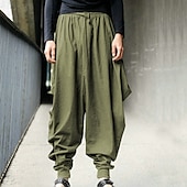 abordables pantalons décontractés-Homme Pantalon Pantalon baggy Pantalons décontractés Sarouel ample Cordon Taille elastique Pantalon de Yoga Fluide Couleur unie du quotidien Vêtement de rue Hippie Yoga Ample Noir bleu marine
