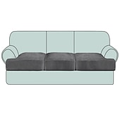 abordables Housse de fauteuil et d&#039;accoudoir de canapé-Housse de siège de canapé extensible canapé t coussin de siège housse de coussin élastique canapé fauteuil causeuse 3 places gris uni solide doux durable lavable