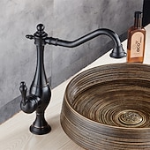 Χαμηλού Κόστους Βρύσες Κουζίνας-βρύση κουζίνας, ψηλό τόξο μονή λαβή με μία οπή περιστρεφόμενη τυπική ρετρό βρύση κουζίνας (αντίκες ορείχαλκος/ σφαίρα)