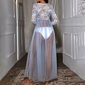 olcso Szexi fehérnemű-szexi női fehérneműk &amp;amp; negligees tiszta szín átlát édes otthon strand v drót hosszú ujjú átlátszó nyári tavaszi otthoni ruhák