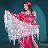 abordables Tenues de danse du ventre-Danse du ventre Robe Noeud Creuse Femme Entraînement Utilisation Manches Longues Taille haute Soie Glacée