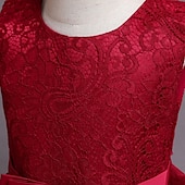 baratos Vestidos floridos-Infantil Pouco Para Meninas Vestido Floral Tecido Vestido A Line Festa Espetáculo Com Transparência Laço Branco Roxo Vinho Assimétrico Sem Manga Princesa Doce Vestidos Primavera Verão Normal 3-12 anos