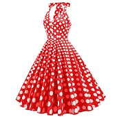 halpa Mekot-naisten 1950-luvun audrey hepburn riimu keinu mekko 100 % puuvillaa flare mekko retro vintage gingham check päivittäiset vaatteet teekutsut rento päivittäinen hihaton istuvuus&amp;amp; soihduttava mekko