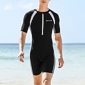 voordelige Overhaaste bewakers-Voor heren Duikskin pak UV-zonbescherming Sneldrogend Lichtgewicht Korte mouw Zwempak Rits Aan De Voorzijde Zwemmen Duiken Surfen Snorkelen Strand Watersport Lapwerk Zomer