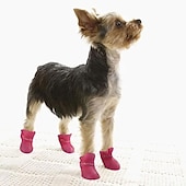 お買い得  ブーツとパウプロテクター-犬用 犬用ブーツ / シューズ レインブーツ 防水 かわいいスタイル 純色 ペット用 ゴム PVC シリコーン ブラック