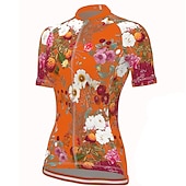 お買い得  ウィメンズジャージ-女性用 サイクリングジャージー パターン柄 花 植物 フラワー 半袖 バイク ジャージー 3つのリアポケット付き マウンテンサイクリング ロードバイク 速乾性 ソフト 反射性ストリップ 後ポケット スポーツ ブラック イエロー スカイブルー 衣類