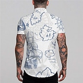 abordables Chemise vintage-Homme Hawaiian Aloha Nautique Chemise Chemisette Chemise d&#039;été Chemise hawaïenne Manche Courte Mode Design Décontractées Extérieur Casual Vacances Eté Printemps Col rabattu Imprimer Bouton bas Bleu