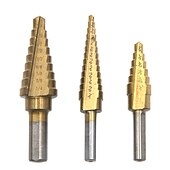 お買い得  ドリルビットセット-hssステップドリルビット1/4〜3/4動力工具卸売価格3個/セット金属ドリルチタン三角ハンドル