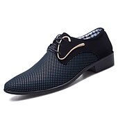 cheap Semi-Formal-Men&#039;s Stylish Black and White Lace-Up Dress Shoes - Breathable Formal Oxford Shoes with Geometric Pattern for Office, Weddings, and Parties
