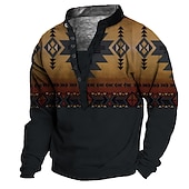 cheap Men&#039;s 3D Sweatshirts-Men&#039;s Unisex Geometric Color Block Graphic Prints Sweatshirt Pullover Long Sleeve Sweatshirt Standing Collar Henley Collar Streetwear Designer Casual 3D Print Casual Daily Sports Print Spring &amp; Summer
