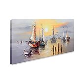voordelige Schilderijen van landschappen-olieverfschilderij 100% handgemaakte handgeschilderde kunst aan de muur op canvas abstracte oceaan zeilboot zonsondergang landschap woondecoratie decor opgerold canvas geen frame niet uitgerekt