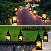 billige Landskapslys-utendørs led solcelleanlegg stjernelys retro lanterne nattlys vanntett hengende solcellelampe til hageterrasse bryllupsfest ferie kystfest utendørs gårdsdekorasjon 1 stk.