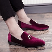 cheap Semi-Formal-Men&#039;s Dress Loafers &amp; Slip-Ons Shoes Plus Size Business British Party &amp; Evening Velvet Shoes Black Red Royal Blue Summer Spring