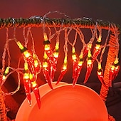 abordables Guirlandes lumineuses à piles-Guirlande lumineuse en forme de poivron rouge 3m 20leds guirlande lumineuse à piles noël jardin maison balcon vacances fête décoration