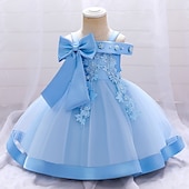 ieftine Rochii de Petrecere-Copii Fete Rochie Mată Floare Manșon scurt Petrecere Zilnic Brodat Funde Drăguţ Prințesă Poliester Midi Rochie cu broderie florală Rochie Skater Rochie din Tul Vară Primăvară 2-8 ani Galben Roz