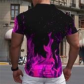 Недорогие Мужское геометрическое поло-Муж. Пламя Рубашки поло Рубашка для гольфа С короткими рукавами Рубашка Отложной Повседневные Спорт 3D печать Пурпурный Зеленый С принтом Кнопка вниз Одежда