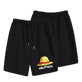 cheap Cartoon &amp; Movie Character Graphic-One Piece Monkey D. Luffy Beach Shorts Board Shorts Back To School Anime Harajuku Graphic Kawaii For Couple&#039;s Men&#039;s Women&#039;s Adults&#039; Back To School Hot Stamping