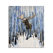 cheap Oil Paintings-Oil Painting Hand Painted Vertical Animals Modern Rolled Canvas (No Frame)