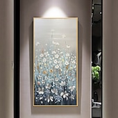 お買い得  花/植物画-インテリア雑貨 ハング塗装油絵 手描き 縦式 花柄 植物 近代 インナーフレームなし(枠なし)