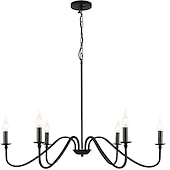 abordables Luces colgantes-Lámpara colgante led de 88 cm 6 luces estilo vela hierro industrial para comedor, salón, cocina negro moderno tradicional/clásico 220-240v