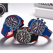 ieftine Ceasuri Quartz-Ceas OLEVS Bărbați Quartz cu Dial Mare Fashion Business Luminiscent Trei Fusuri Orar Calendar Impermeabil Ceas din Silicon Cadouri de Ziua Tatălui