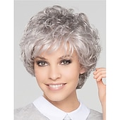 economico parrucca più vecchia-parrucche grigie corte bob per donne miste parrucche sintetiche parrucche pixie bob dritte carine gary