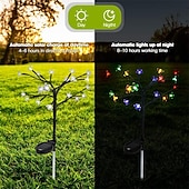 economico Illuminazione vialetto-2 pezzi di luce solare per esterni a forma di fiore di ciliegio, colore bianco caldo, luce multicolore