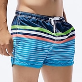 baratos Calções de Banho Masculinos-Homens Shorts de Natação Calção Justo de Natação Riscas Com Cordão Com bolsos Secagem Rápida Leve Bermuda de Surf Roupa de banho Surfe Praia Esportes Aquáticos Verão