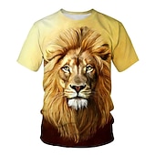 preiswerte Jungen 3D Tiere-Jungen 3D Tier Löwe T-Shirt Kurzarm 3D-Druck Sommer Frühling Aktiv Sport Modisch kinderkleidung 3-12 Jahre Outdoor Täglich Regular Fit