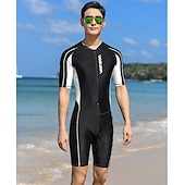 voordelige Overhaaste bewakers-Voor heren Duikskin pak UV-zonbescherming Sneldrogend Lichtgewicht Korte mouw Zwempak Rits Aan De Voorzijde Zwemmen Duiken Surfen Snorkelen Strand Watersport Lapwerk Zomer
