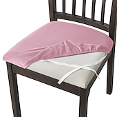 abordables Funda para silla de comedor-Fundas de asiento de terciopelo para comedor, color burdeos, elásticas, ajustadas, tapizadas, para sillas de comedor, fundas protectoras de muebles extraíbles y lavables con lazos