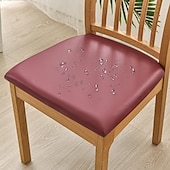 economico Copertura per sedia-Fodera per sedia da cucina elasticizzata bianca nera grigia fodera per sedile fodera in pelle pu elastico per cenare festa in hotel matrimonio morbido lavabile