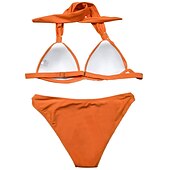 olcso Bikiniszettek-Női Szabályos Fürdőruha Bikini 2 darab Tanga Fürdőruha Pánt 2 db Nyissa meg a Vissza elemet Szexis Szabadság Divat Tiszta szín V-zsinór Ujjatlan Fürdőruhák