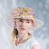 cheap Party Hats-Flax / Silk / Organza Kentucky Hat / Hats / Headwear with Floral 1pc Special Occasion / Casual / Tea Party Headpiece dress to impress Race Day Dress