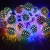 abordables Guirlandes solaires-Boule marocaine lumières extérieures guirlandes solaires 5/7/10m 20/30/50leds globe guirlandes lumineuses lanterne multicolore blanc chaud blanc rvb pour extérieur jardin cour patio arbre de noël fête