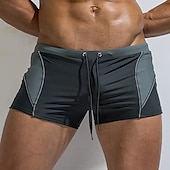baratos calções de banho e calções de surf-Homens Calção Justo de Natação Shorts de Natação Secagem Rápida Leve Bermuda de Surf Roupa de banho Com Cordão Natação Surfe Praia Esportes Aquáticos Retalhos Verão