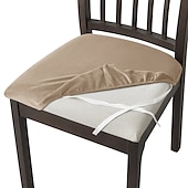 abordables Funda para silla de comedor-Fundas de asiento de terciopelo para comedor, color burdeos, elásticas, ajustadas, tapizadas, para sillas de comedor, fundas protectoras de muebles extraíbles y lavables con lazos