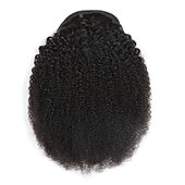 abordables Cheveux humains et postiches-cheveux humains cordon queue de cheval pour les femmes noires 8a brésilienne vierge afro crépus bouclés 4b-4c perruque clip en queue de cheval extension une pièce de cheveux humains pièces naturel