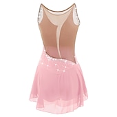 billige Figur skating kjoler-Kjole til kunstløp Dame Jente Skøyteløp Kjoler Hvit Gul Rosa Asymetrisk kant Netting Spandex Høy Elastisitet Trening Profesjonell Konkurranse Skøyteklær Anatomisk design Klassisk Krystall / Rhinstein