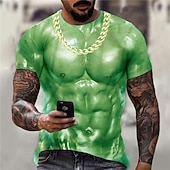 billiga 3D T-shirts-Herr 3D Muscle T-shirt T-shirt Kortärmad T-shirt 3D-tryck Rund hals Skjorta Sport Designer Klassisk Dagligen Sport Helgen Silver Gul Blå Sommar Kläder S M L XL XXL 3XL 4XL