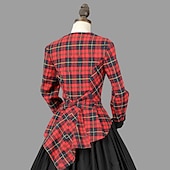 cheap Dresses-Retro Vintage Rococo 18th Century Dress Prom Dress Plus Size Plaid Checkered Women&#039;s Masquerade Party Casual Daily Carnival of Venice Adults Dress