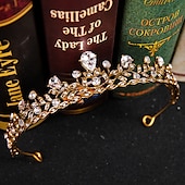 preiswerte Diademe &amp; Krone-Krone Tiara Haarbänder Kopfschmuck Strass Legierung Herbst Hochzeitsfeier  Abend Retro Süß Mit Kristall  Strass Geteiltes Gelenk Kopfschmuck Kopfbedeckung Kleid beeindrucken