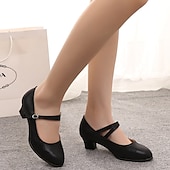 abordables Chaussures de bal, de danse moderne-Femme Chaussures Latines Salon Chaussures Modernes Chaussures de Salsa Intérieur Sandale Talon Basket Paillette Brillante Boucle Ruché Talon Cubain Boucle Noir Rouge Argenté