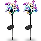 economico Illuminazione vialetto-2 pezzi di luce solare per esterni a forma di fiore di ciliegio, colore bianco caldo, luce multicolore