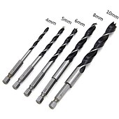voordelige boor set:-5 stks quick change hex schacht hcs twist boor drie fluiten hardware set 4mm 5mm 6mm 8mm 10mm hout diy gereedschap